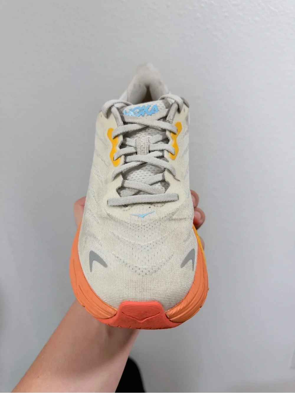 Hoka Men's Running Shoe in Cream, Orange & Yellow